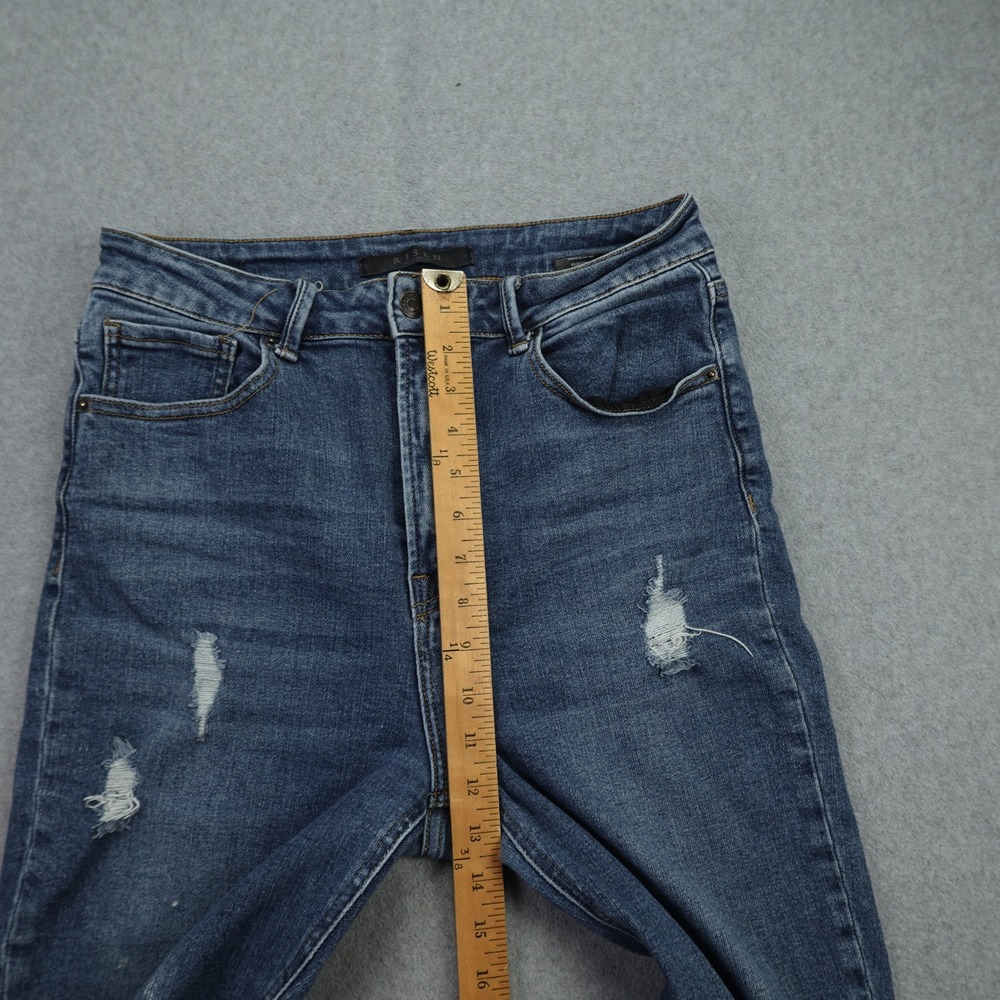 Risen Jeans Womens 30/11 Blue Distressed Straight Raw Hem Denim‎ High Rise - Picture 10 of 14